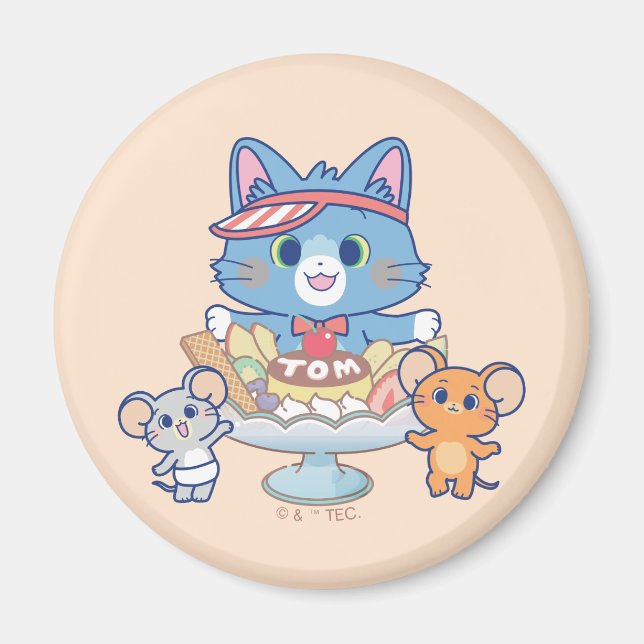 Anime Tom, Jerry och Tuffy Dessert Parlor Magnet (Framsidan)