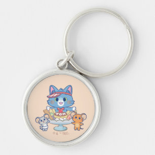 Anime Tom, Jerry och Tuffy Dessert Parlor Rund Silverfärgad Nyckelring