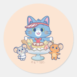 Anime Tom, Jerry och Tuffy Dessert Parlor Runt Klistermärke