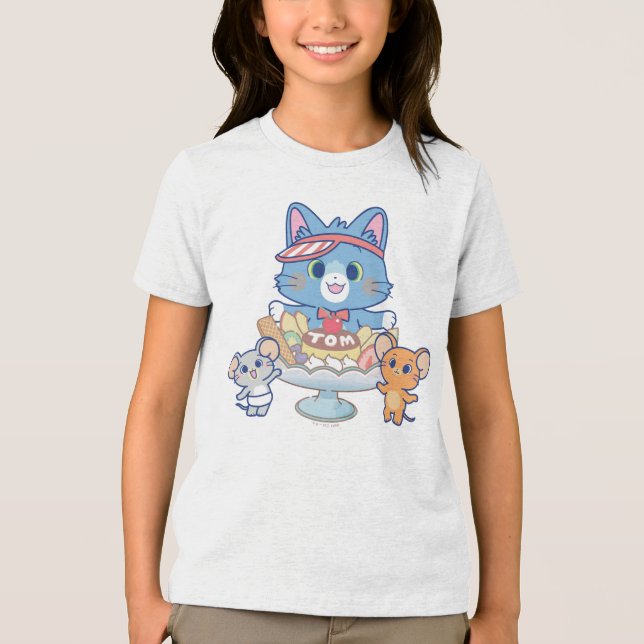 Anime Tom, Jerry och Tuffy Dessert Parlor T Shirt (Framsida)