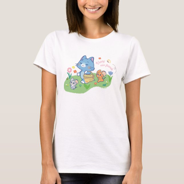 Anime Tom, Jerry och Tuffy Picnic T Shirt (Framsida)