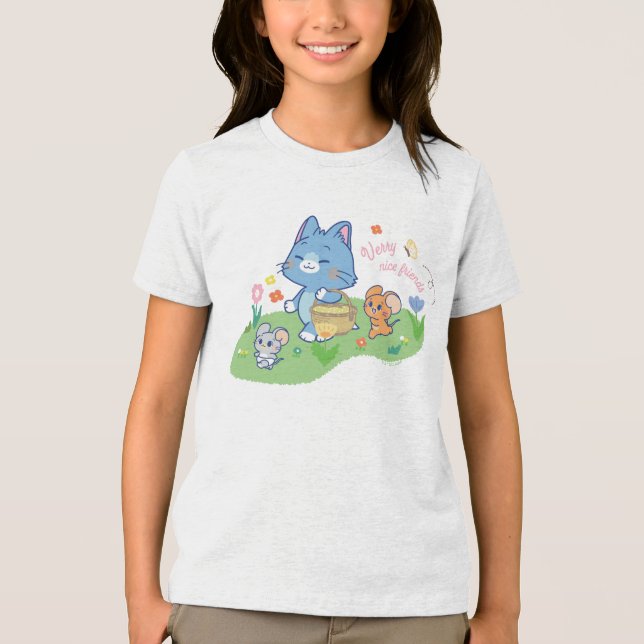 Anime Tom, Jerry och Tuffy Picnic T Shirt (Framsida)