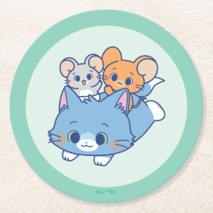 Anime Tom, Jerry och Tuffy Underlägg Papper Rund