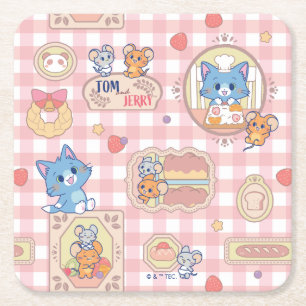 Anime Tom och Jerry Bakery Mönster Underlägg Papper Kvadrat
