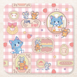 Anime Tom och Jerry Bakery Mönster Underlägg Papper Kvadrat