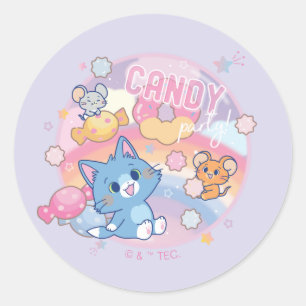 Anime Tom och Jerry Candy Party Runt Klistermärke