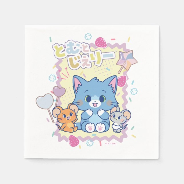 Anime Tom och Jerry Strawberry Roligt Pappersservett (Framsidan)