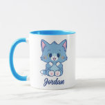 Anime Tom och Jerry - Tom Mugg<br><div class="desc">Den här vibrerande grafiken fångar "Tom", den älskade blå katten från den japanska versionen av "Tom och Jerry", i ett ögonblick av ren glädje. Toms päls är en strålande blå skugga som kompletteras med subtila ljusblå högdagrar som betonar hans muntra uttryck. Hans lysande grönt ögon, rimmade med en antydan om...</div>