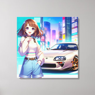 Anime Toyota Supra Canvastryck