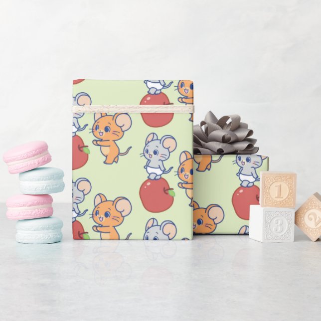 Anime Tuffy och Jerry Apple Rolling Presentpapper (Baby Shower)