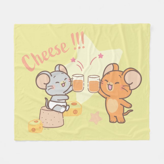 Anime Tuffy och Jerry Cheers to Cheese Fleecefilt (Framsidan (Horisontell))