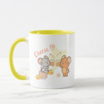 Anime Tuffy och Jerry Cheers to Cheese Mugg<br><div class="desc">Den här hjärteanimerade bilden fångar ett härligt ögonblick mellan Tuffy och Jerry, den älskade mössen från "Tom och Jerry". Här framställs de glatt klinkglas av juice i en skål, omgiven av bitar av utsökt ost. Tuffy har ett innehåll-leende, medan Jerry verkar glad animerad. Deras uttryck och det vibrerande färg som...</div>