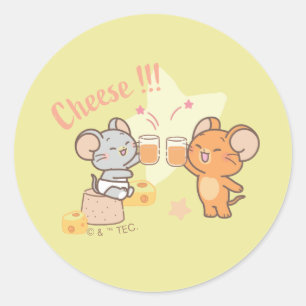 Anime Tuffy och Jerry Cheers to Cheese Runt Klistermärke