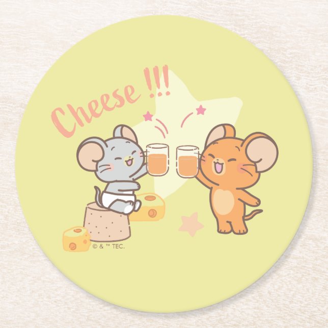 Anime Tuffy och Jerry Cheers to Cheese Underlägg Papper Rund (Framsidan)