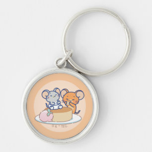 Anime Tuffy och Jerry Cheesecake Rund Silverfärgad Nyckelring