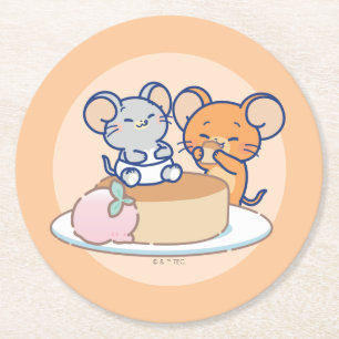 Anime Tuffy och Jerry Cheesecake Underlägg Papper Rund