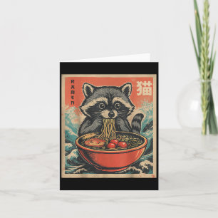 Anime Tvättbjörn Ramen Japansk Rolig Kawaii Presen Kort