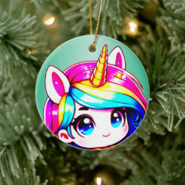 Anime Unicorn Kids Julgransprydnad Keramik