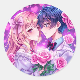 Anime Valentine Day Boy and Girl Romantic Runt Klistermärke