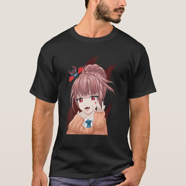 Anime Vampire Girl - Cute Fladdermus - Japansk est T Shirt (Framsida)
