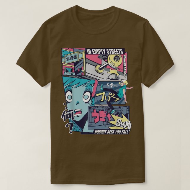 Anime Vaporwave Skater Coola Roligt Retrowave 80s  T Shirt (Design framsida)