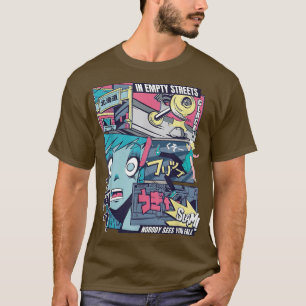 Anime Vaporwave Skater Coola Roligt Retrowave 80s  T Shirt