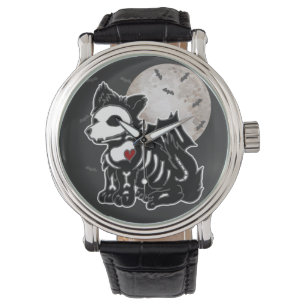 Anime Varg Emo Goth Edgy Skeleton Halloween Hund Armbandsur