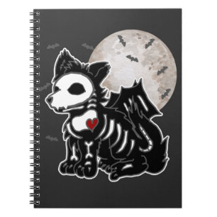 Anime varg Emo Goth Edgy Skelett Halloween Hund Anteckningsbok