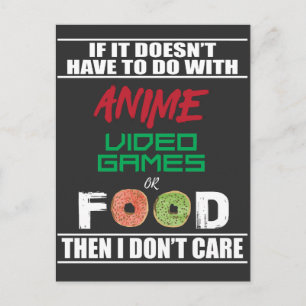 Anime Video Games eller Food Funny Anime Vykort