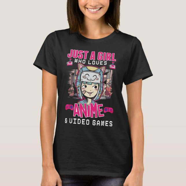 Anime Video Games Girl Otaku Tonåring japanskt spe T Shirt (Framsida)
