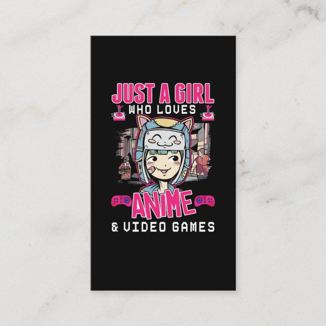 Anime Video Games Girl Otaku Tonåring japanskt spe Visitkort (Framsida)