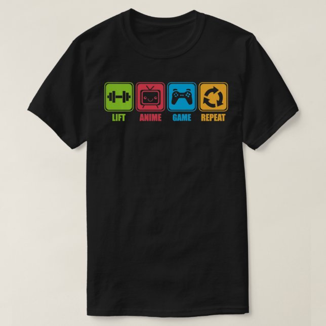 Anime, viktning, videospel Funny Otaku Workout P T Shirt (Design framsida)