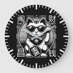 Anime Vintage Maneki Neko Lucky Cat, Success Money Stor Klocka