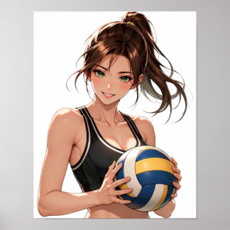 Anime Volleyboll Flicka Affisch
