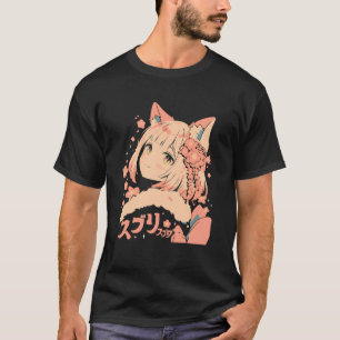 Anime Waifu Söt Anime Manga Katt Flicka Söt Retro T Shirt
