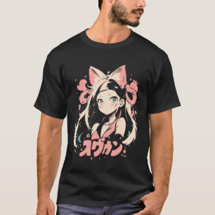 Anime Waifu Söt Anime manga Kattflicka Söt Retro T Shirt