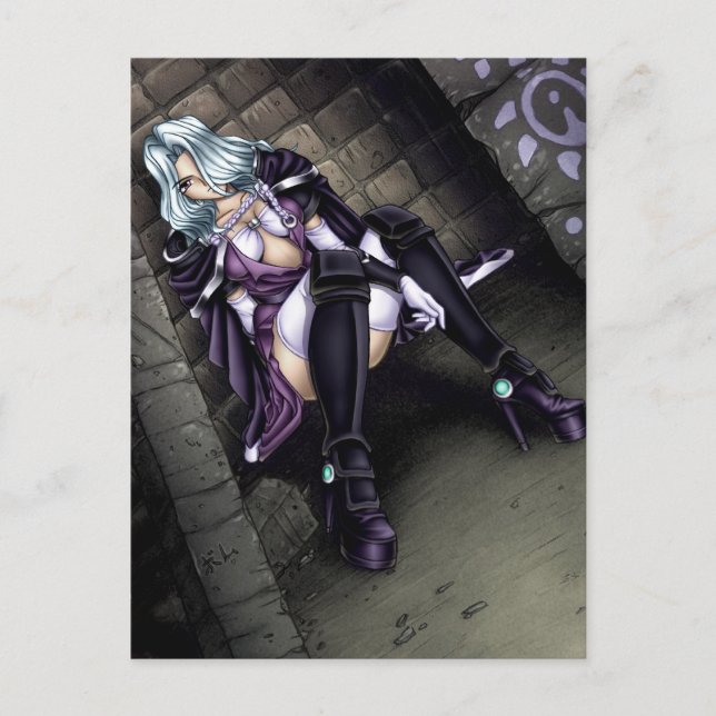 Anime Warrior Girl Vykort (Framsida)