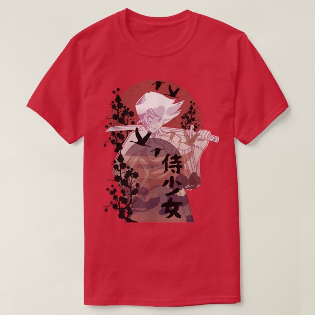 Anime Warrior Samurai Girl  T Shirt (Design framsida)