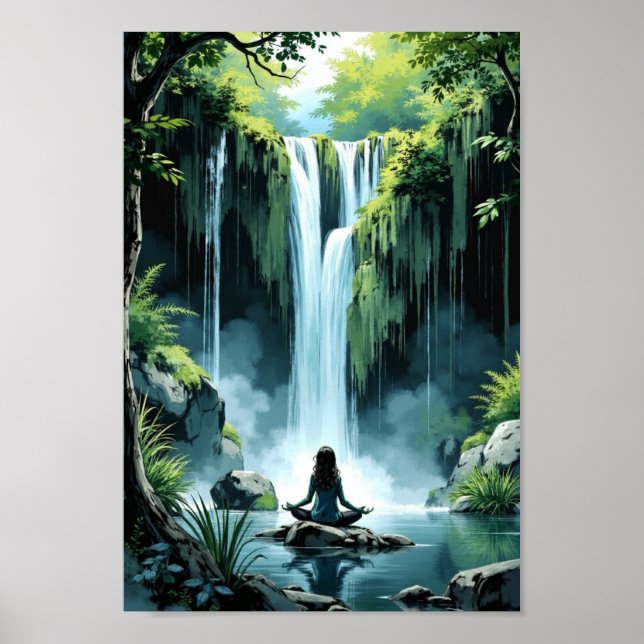 Anime Waterfall Serenity Wall Art Poster (Framsidan)