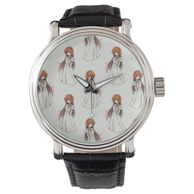 Anime Weeb Girl Manga Mönster Design Armbandsur (Framsida)