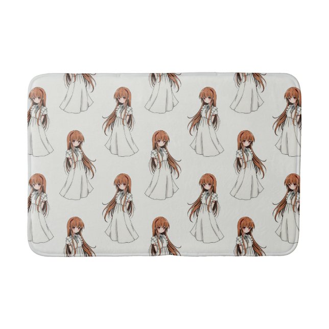 Anime Weeb Girl Manga Mönster Design Badrumsmatta (Framsidan)