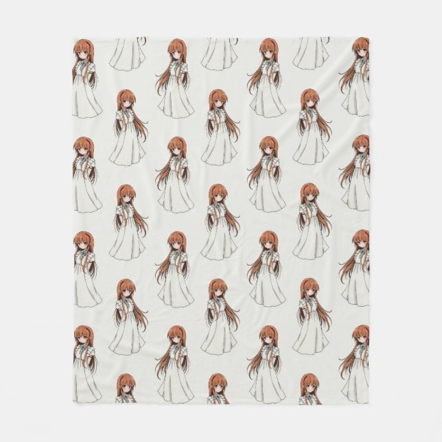 Anime Weeb Girl Manga Mönster Design Fleecefilt (Framsidan)
