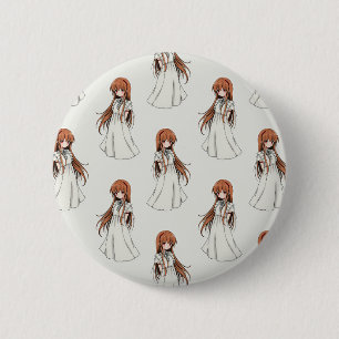 Anime Weeb Girl Manga Mönster Design Knapp