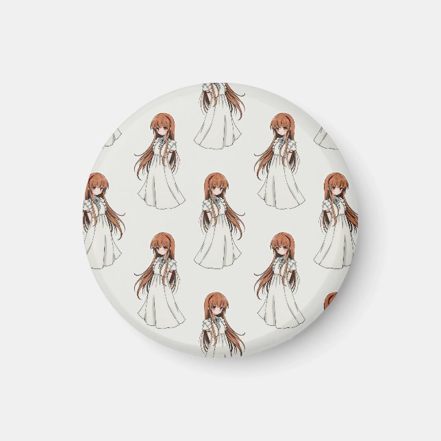 Anime Weeb Girl Manga Mönster Design Magnet (Framsidan)