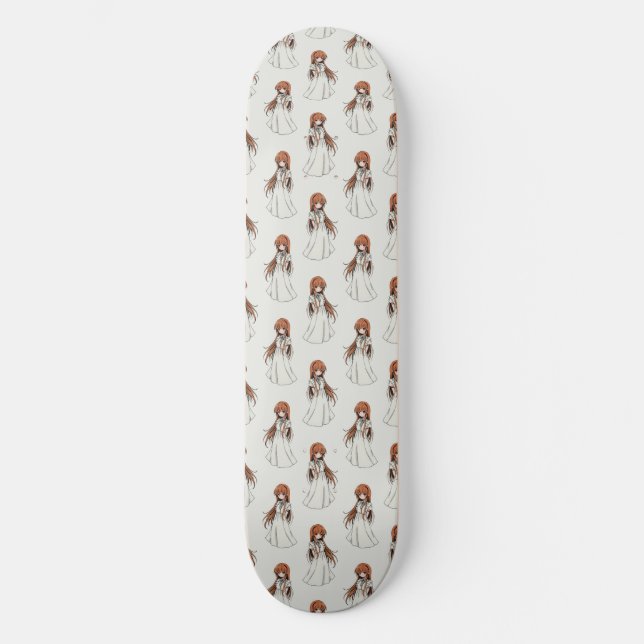 Anime Weeb Girl Manga Mönster Design Mini Skateboard Bräda 18,5 Cm (Framsida)