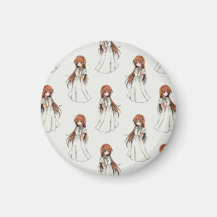 Anime Weeb Tjej Manga Mönster Design  Magnet