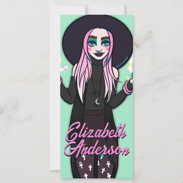 Anime Witch Black Rosa Tonåring Tecknad Bookmark f (Framsida)