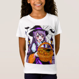 Anime Witch med Basket av Pumpkins T Shirt