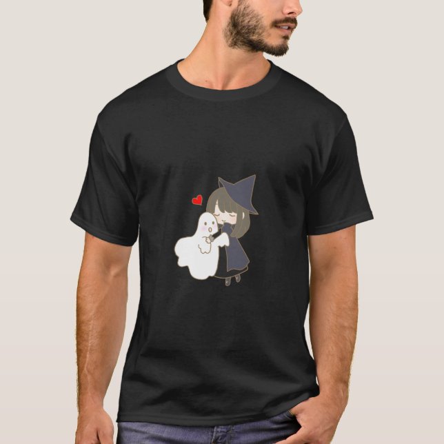 Anime Witch och Ghost Friends T Shirt (Framsida)