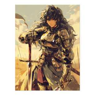 Anime Woman Knight Fantasy Fototryck